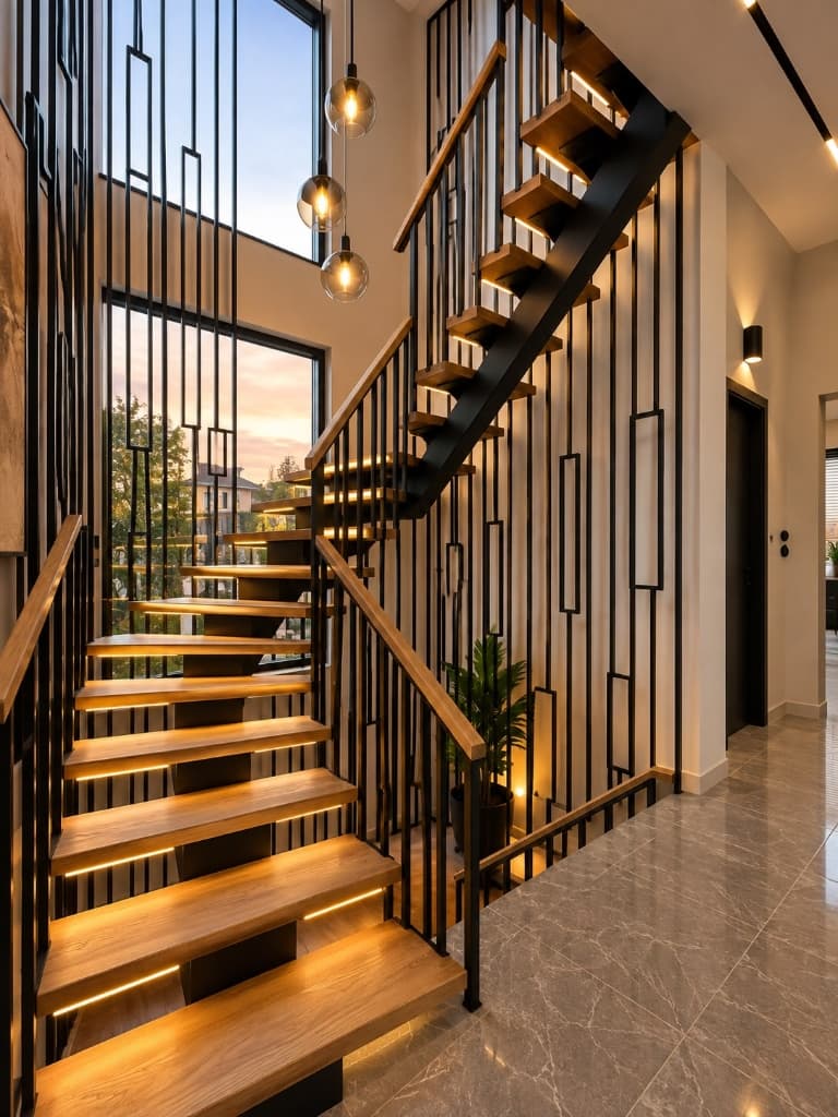 Özel Tasarım Omurgalı Çelik Villa Merdiveni – Tekirdağ / Süleymanpaşa (tamamlanmış hali)